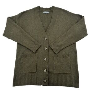 Marled Reunited Clothing Olive Green Button Front Cardigan Sweater Gradmother